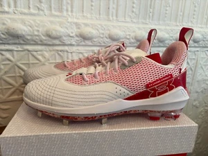 Under Armour Harper 7 Low ST White/Navy Baseball Cleats Sz Mens 13 3025582-600 - Picture 1 of 5