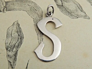 Grand Pendentif Lettre S en Argent Massif - Collier Bijou 3,8 cm - Picture 1 of 2