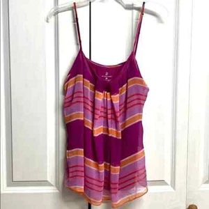 New York & Company Tanktop rosa orange weiß gestreift Spaghettiträger Gr. M - Bild 1 von 6