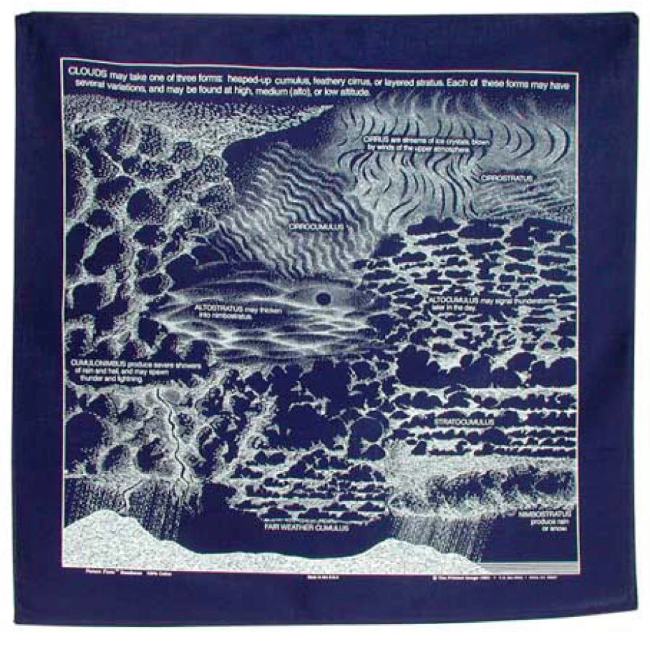 Imagen Impresa Nubes Bandana 22" x 22" Azul Marino Educativo Cumulus Stratus Foto 1 de 1