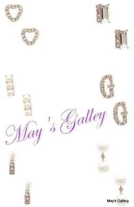 GUESS Jeans Logo Earring Earrings Post 6 set  rose gold tone Charms Heart NWT  - Picture 1 of 2