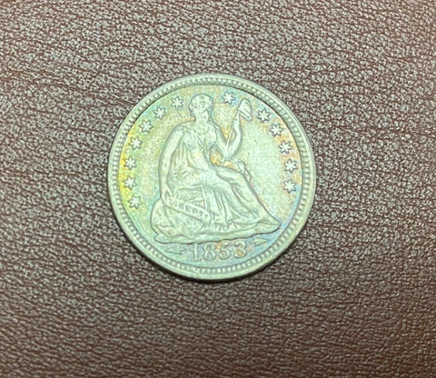 1853-O U.S silver Half Dime**** AU Details (Rev Damage) Cover
