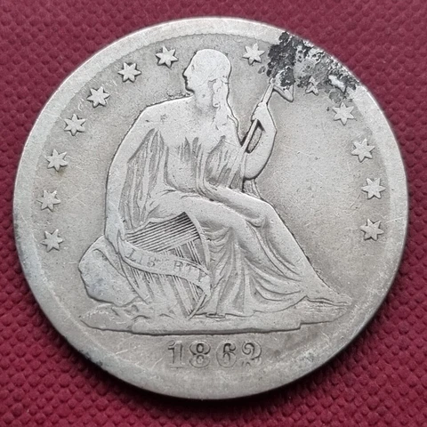 1862 S Seated Liberty Half Dollar 50c Better Grade #50887 Cover