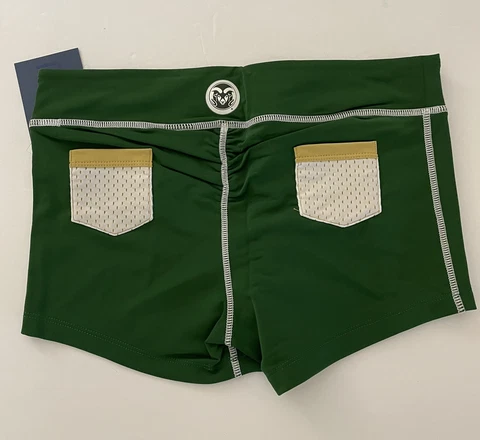 Colorado State University Rams Shorts CSU Green Booty Medium NEW Nylon Spandex Cover