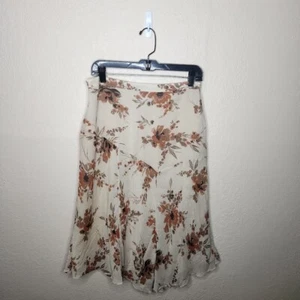 Banana Republic A-Line Skirt Women's 6 Silk Floral Side Zip Modern Minimalist - Picture 1 of 6