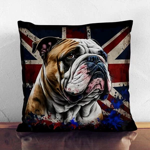 Plump Cushion British Bulldog Graffiti Art Scatter Throw Pillow Cover Filled - Picture 1 of 3