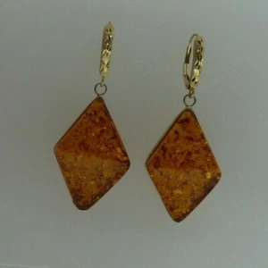 Amber Earring with 14k Yellow Gold  - Picture 1 of 3