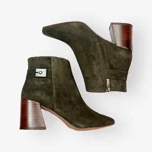Vince Camuto Lux Kid Suede Booties NEW sz 5 Dark Greenery Laiklen Leather Shoes - Bild 1 von 12