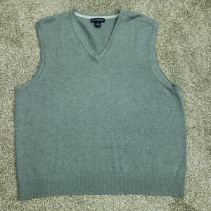 Lands' End Pullover Weste Herren groß (42-44) grau Baumwolle V-Ausschnitt - Bild 1 von 14
