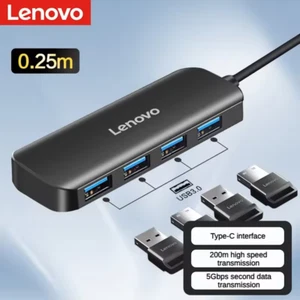 Lenovo Tipo C Hub, 4 Puertos 3.0 Alta Velocidad Hub Divisor USB de Datos Ultra Delgado, NUEVO - Imagen 1 de 8