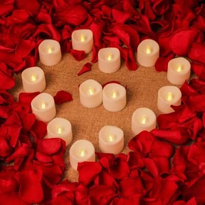 Real Red Rose Petal and Candle Set 12 Pack LED Tea Lights Candles with 1.76oz... - Picture 1 of 6
