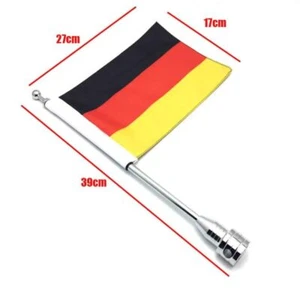 Motorrad Deutschland Flagge Fahne 39cm Fahnenmast mit Halterung für Harley Silbe - Bild 1 von 6