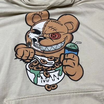 BOOHOOMAN SUDADERA CON CAPUCHA MIEDO Calavera Oso Comer Cereal Botón Ojo Streetwear Sudadera Foto 1 de 4