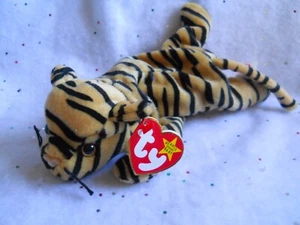 TY Beanie Baby Stripes the Tiger PVC Pellets 1995 beide Etiketten, Style 4065 - Bild 1 von 8
