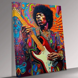 Jimi Hendrix Psychadelic Cool Canvas Print Wall Art Picture - Picture 1 of 7