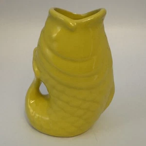Bistro Brights Yellow Gurgle Koi Fish Ceramic Pitcher Whimsical Tropical t695 - Picture 1 of 7