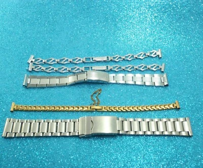 5pcs Vintage Soviet USSR Stainless Steel and Brass Bracelets 9mm-20mm Watchband - Image 1 of 4