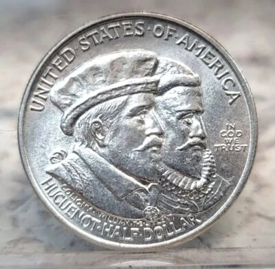 1924 50c Huguenot Commemorative Half Dollar Lustrous Higher Grade - Image 1 of 2