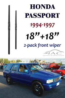Paquete de 2 limpiaparabrisas delantero 18"+18" para Honda Passport 1994-1997 Foto 1 de 2