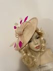 New Nude/Beige Fuchsia Pink Fascinator Saucer Wedding Hat Formal Hatinator