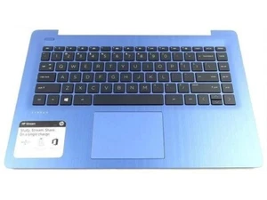 Genuine HP Stream 14-CB116DS 14-CB161WM Palmrest Touchpad Keyboard Blue - Picture 1 of 5