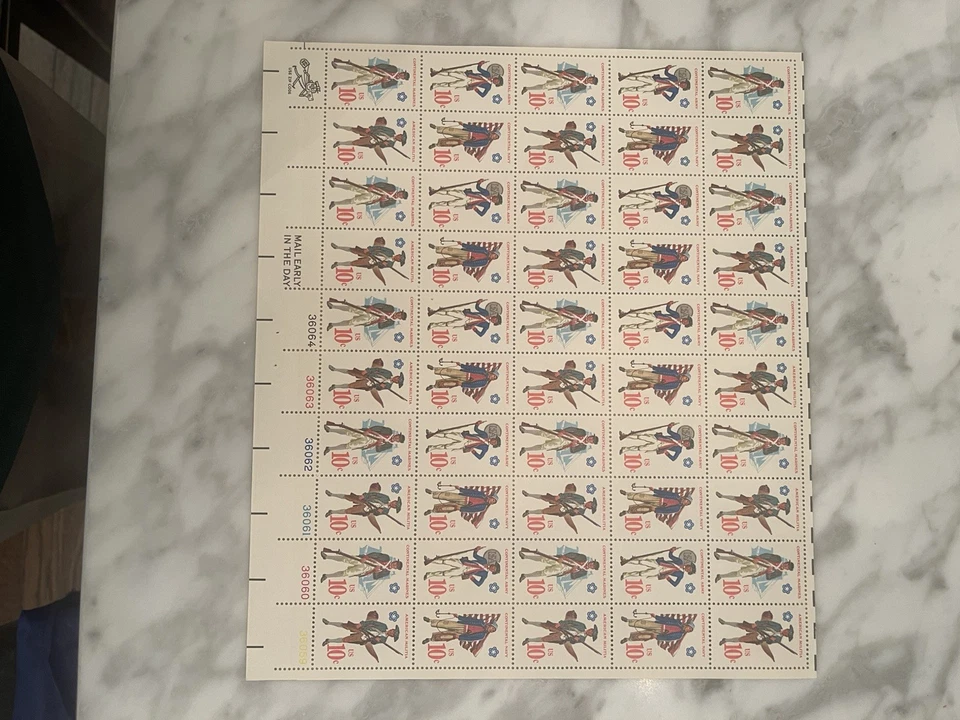 1975 US SC 1565-1568 10c Continental Military Uniforms Full Sheet of 50 MNH - Image 1 of 1