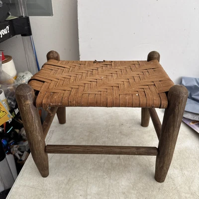 Hand Woven Bamboo Stool Leg Rest Made In USA - Image 1 of 4