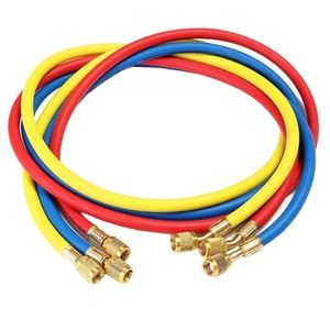 Manguera de carga de refrigerante 3 piezas 1/4 SAE-R134A 0,9 M-1,5 M manguera de calibre colector - Imagen 1 de 12