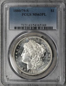1880/79-S Morgan Dollar PCGS MS63PL Flashy Prooflike! #10DGP - Picture 1 of 3
