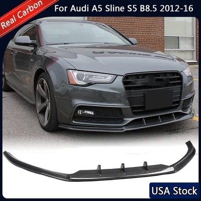 Parachoques delantero de fibra de carbono real divisores alerón labial para Audi A5 Sline S5 13-16 Foto 1 de 4