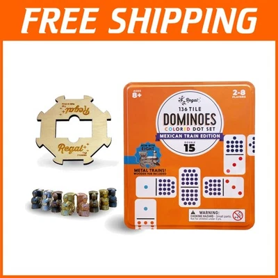 Juego de dominó de tren mexicano - Doble 15 azulejos, 8 trenes de metal Foto 1 de 4