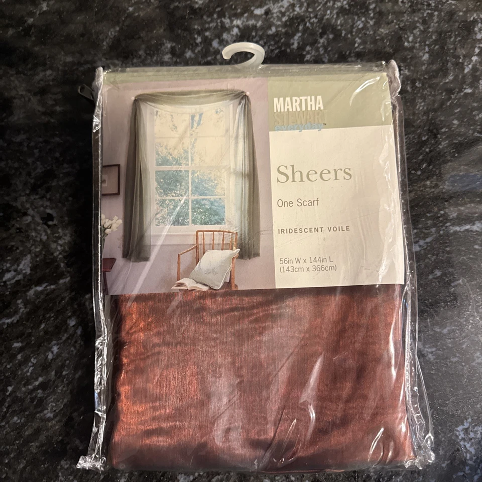 De colección Nuevo Sellado Martha Stewart Sheers Voile Bufanda 56”W X 144” L Borgoña Foto 1 de 3