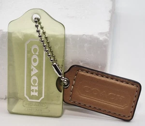 Lot 2 Coach Hang Tag Charms Includes 1 Clear Acrylic Green And 1 Brown Leather  - Picture 1 of 10