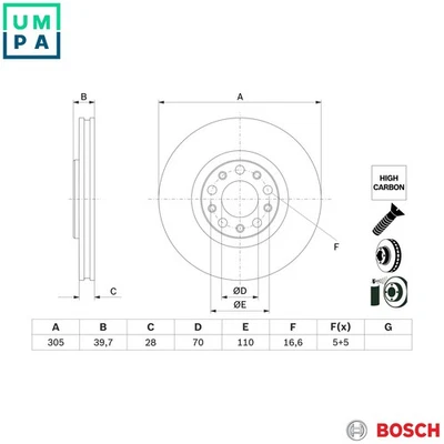 2x BRAKE DISC 0 986 479 G89 FOR ALFA ROMEO TONALE 159/Sportwagon GIULIETTA/Van - Image 1 of 4