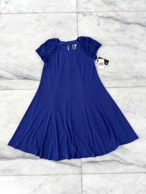 Julian Taylor Dress Blue Lace Sleeve A Line Knee Womens 6 Cocktail Party NWT - Image 1 of 4