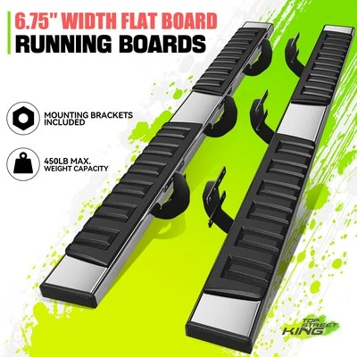 6.75" Flat Side Step Bar Running Boards for Dodge Ram 1500 Crew Cab 4Dr 19-23 - Image 1 of 4