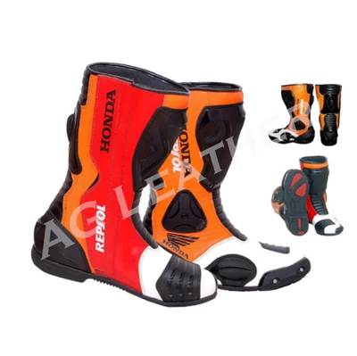 本田美丽真皮赛车摩托车/摩托车靴-赛车鞋 — 第 1/4 张图片