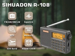 SIHUADON R108 Portable Radio AM/FM/SW/LW Airband Full Band DSP Radio Receiver - Picture 1 of 16