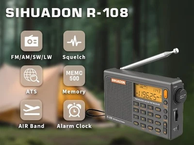 SIHUADON R108 Portable Radio AM/FM/SW/LW Airband Full Band DSP Radio Receiver - Image 1 of 4