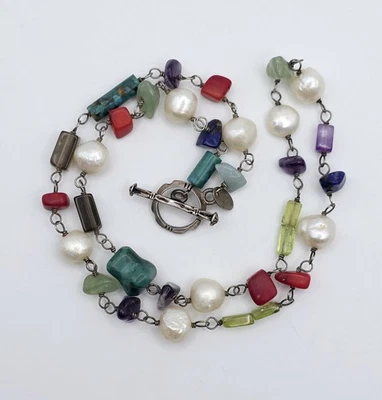 Collar gargantilla Silpada de plata esterlina con cuentas de piedras preciosas y peridoto de amatista Foto 1 de 4