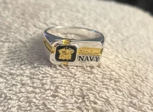United States Navy Silber & Gold Herrenring Größe 11,5 / gebrauchter Artikel # TGFTN - Bild 1 von 3