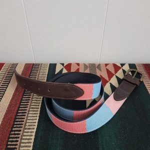 Castaway Nantucket Canvas Leder Gürtel Herren Größe 44 Rosa Blau Grün Preppy Golf - Bild 1 von 7