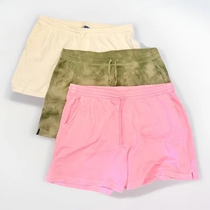 Old Navy 3 Pair Extra High-Waisted Terry Shorts 3" Inseam XXL Pink Green White - Picture 1 of 6