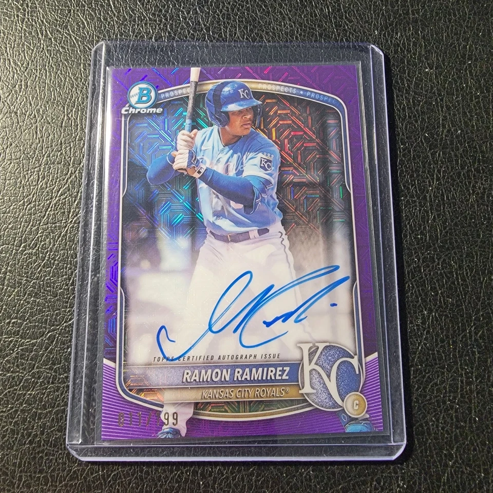 2025 Bowman Chrome Mega Auto Purple 11/199 Ramon Ramirez #BMA-RR Royals - Image 1 of 2