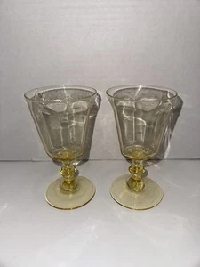 2 Vintage Lenox Antique Yellow Wine Goblets Glasses 5” - Picture 1 of 6