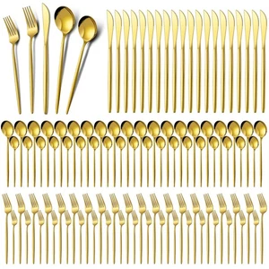 400 Pcs Gold Stainless Steel Utensils Set Party Tableware Flatware Set for 80... - Picture 1 of 6
