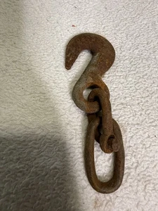 Vintage geschmiedeter Stahl Abschlepphaken mit Kettenglied industrielle Landmaschinen 5" - Bild 1 von 6