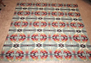 Pendleton Legend Lake Aqua Sherpa Fleece Blanket Queen 94”x90” Aztec Reversible - Picture 1 of 23