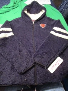 NWT $70 NFL CHICAGO BEARS JUNIORS HOODED SHERPA ZIP JACKET NAVY BLUE XL 15/17 - Picture 1 of 2