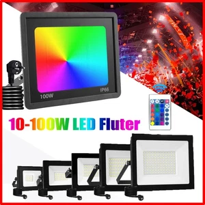 LED Fluter Außen Strahler Flutlicht RGB Scheinwerfer Gartenlampe Dimmbar 10-100W - Bild 1 von 98